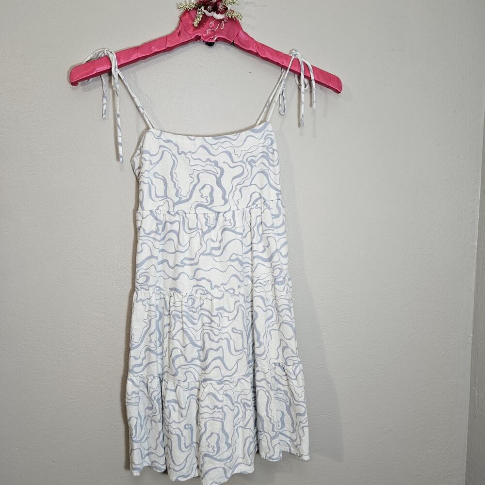 Abercrombie & Fitch Y2K Babydoll White Blue Smocked Strappy Mini Sundress XXSP